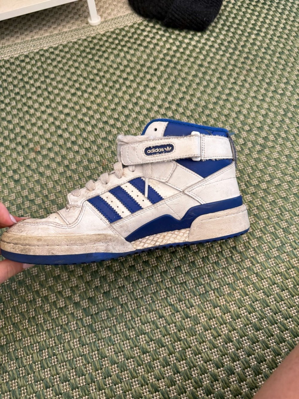 adidas Kids White and Blue High-Top Sneakers with Strap